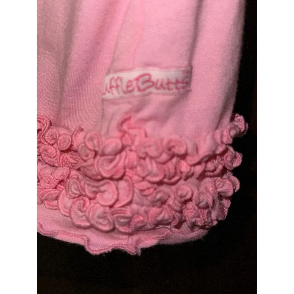 RuffleButts Girls Pink Ruffle Hem Sleeveless Tank Top Size 4T Cotton Modal Blend